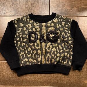 Dolce & Gabbana Kids Leopard Print Sweater - Black and Gold